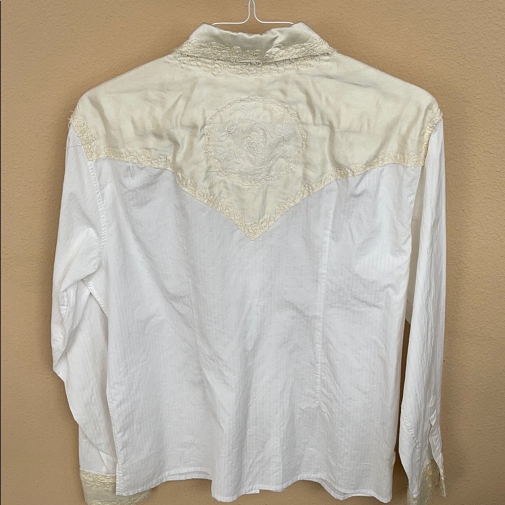 Men’s small custom made white and cream shirt